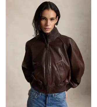 per donna 211A93148001 Giacca da aviatore in pelle marrone (S), Casual