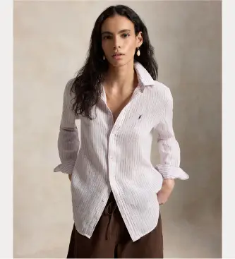 per donna 211A96158011 Camicia classica in lino bianco (XS), Casual, Manica lunga