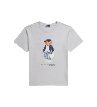 per donna 211A96261001 T-shirt in cotone con Polo Bear grigio (XS), Casual, Manica corta