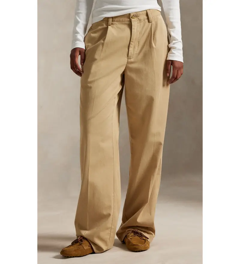per donna 211A96676001 Pantaloni color cachi rilassati (34), Marrone, Beige, Casual, Cotone