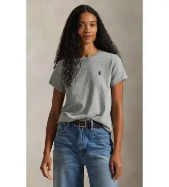 per donna 211B14605030 T-shirt in maglia di cotone grigio dalla vestibilità classica (XXS), Casual, Manica corta