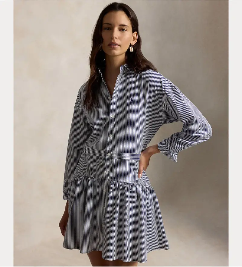 per donna 211B22754001 Abito blu in tessuto (34), Casual, Cotone, Manica lunga