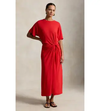 per donna 211B26450001 Abito rosso con dettaglio a torsione (XS), Casual, Cotone, Manica corta