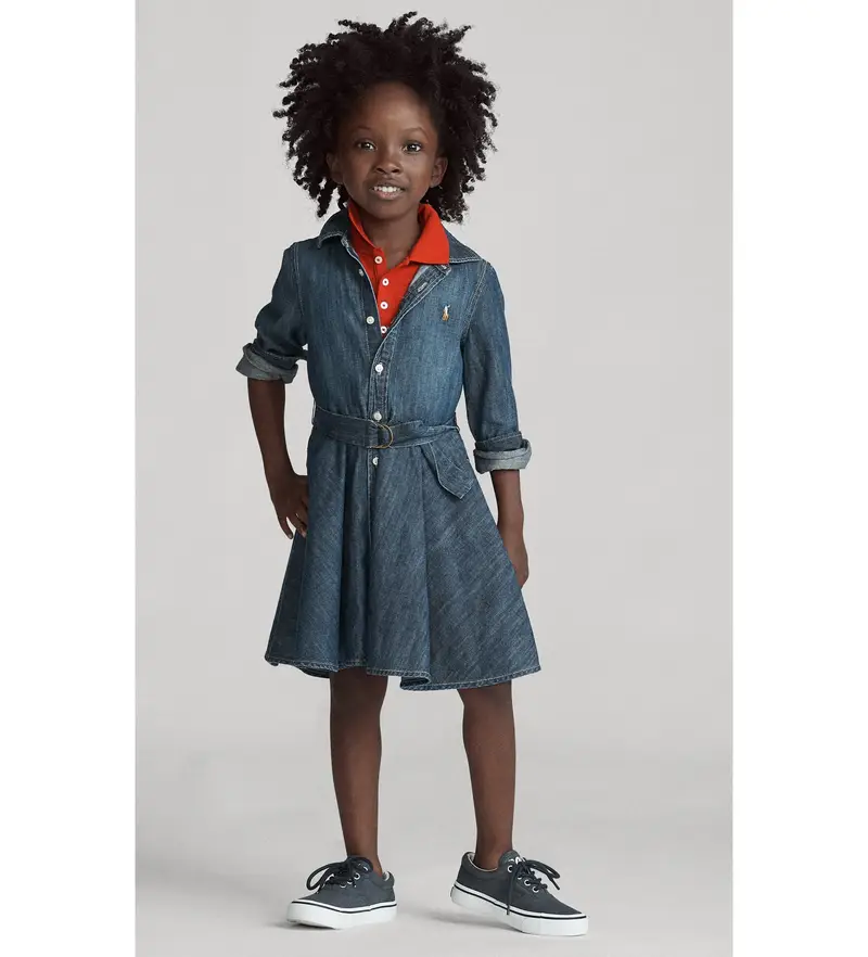 per ragazza 312698860001 Abito in denim blu (5años=109/116cm), Casual, Cotone, moda per bambini
