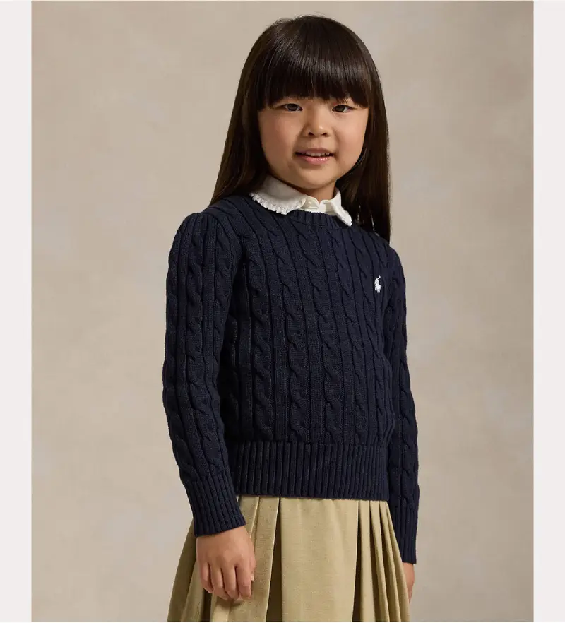 per ragazza 312901316009 Maglia a trecce blu navy (5años=109/116cm), Casual, Cotone, moda per bambini