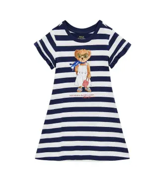 per ragazza 312965227001 Abito con orsetto polo blu scuro (7años=130/134cm), Casual, Cotone, Manica corta, Navy, moda per