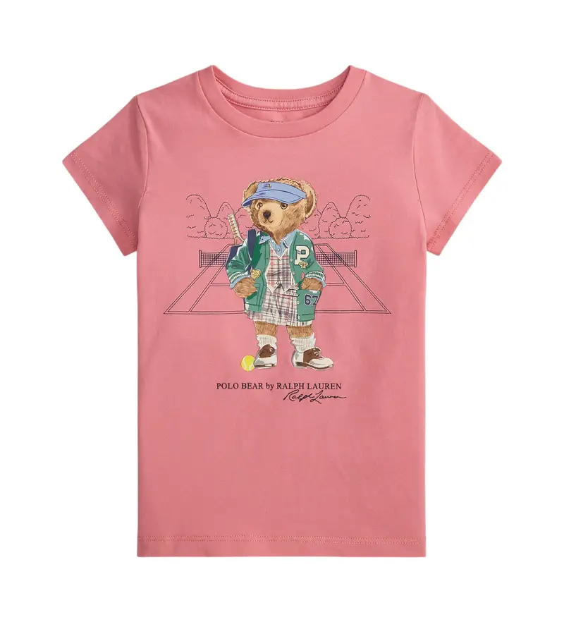 per ragazza. 312971860001 Maglietta in maglia di cotone con orsetto Polo rosa (5años=109/116cm), Casual, Manica corta, mod