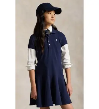 per ragazza 313624740001 Abito blu navy a collo alto (14años=150/155cm), Casual, Cotone, moda per bambini