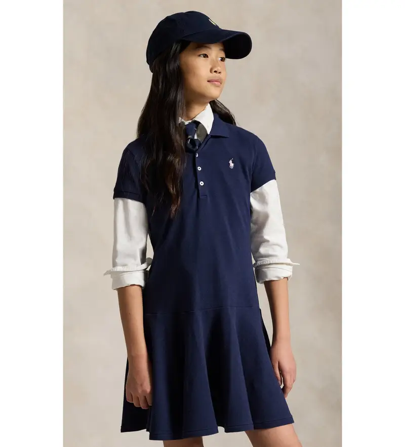 per ragazza 313624740001 Abito blu navy a collo alto (8años=136/138cm), Casual, Cotone, moda per bambini