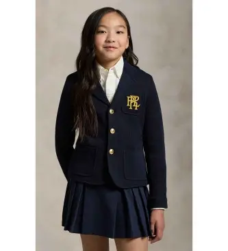 per ragazza 313934377001 Blazer in maglia doppia con logo blu navy (7 años = 130/134cm), Cotone, Classico, moda per bambi