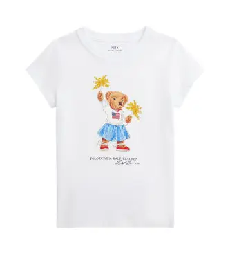 per ragazza 313942856001 Maglietta Polo Bear bianca (8Años=130/134cm), Bianco, Casual, Cotone, Manica corta, moda per bam