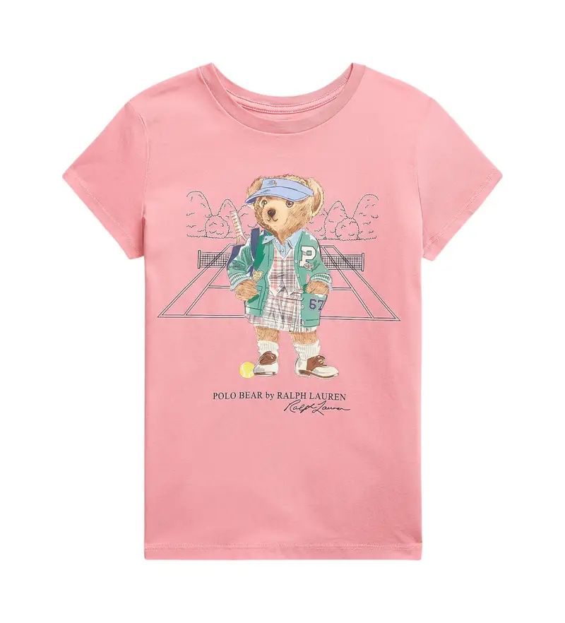 per ragazza. 313971860001 Maglietta in maglia di cotone con orsetto Polo rosa (8Años=130/134cm), Casual, Manica corta, mod