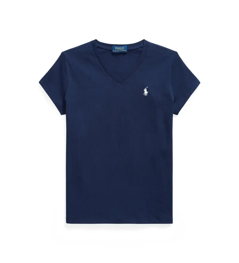 per ragazza 313A10636002 Maglietta blu navy con scollo a V (8años=136/138cm), Casual, Cotone, Manica corta, moda per bamb