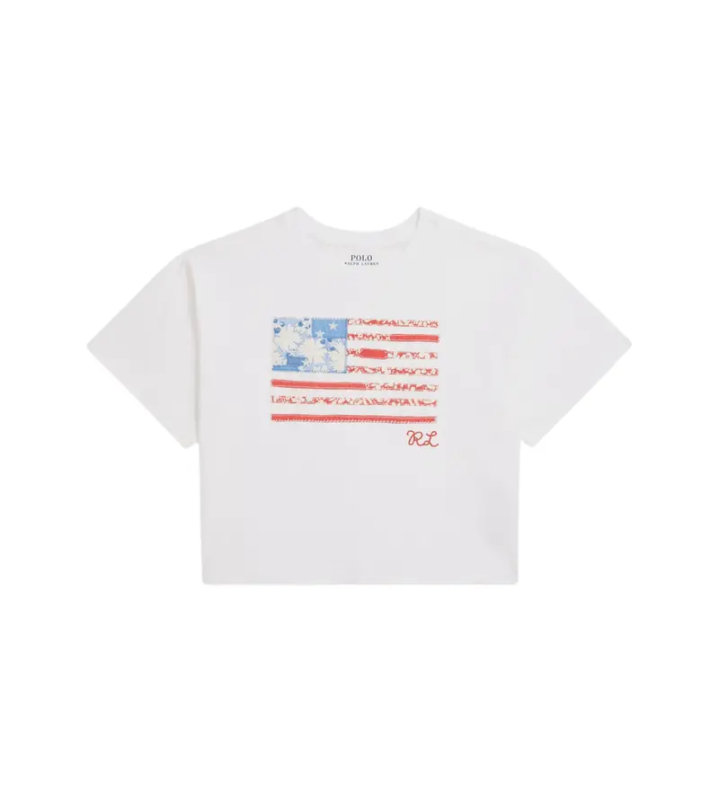 per ragazza 313A11751001 Maglietta con bandiera bianca (8años=136/138cm), Bianco, Casual, Cotone, Manica corta, moda per Floreale