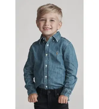 per ragazzo 322713843001 camicia in denim di cotone (5años=109/116cm), Blu, Casual, Manica lunga, moda per bambini