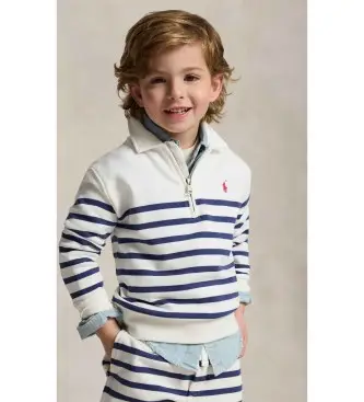 per ragazzo 322A12299001 Felpa bianca in spugna francese con strisce (2 años = 100cm), Bianco, Casual, Cotone, moda pe