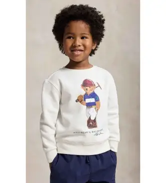 per ragazzo 322A96604001 Felpa in pile con Polo Bear bianco (2 años = 100cm), Casual, Cotone, moda per bambini
