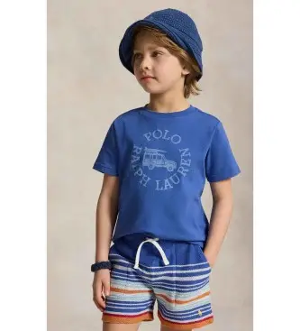 per ragazzo 322B13601001 Maglietta in maglia di cotone blu (1 años = 93cm), Casual, Manica corta, moda per bambini