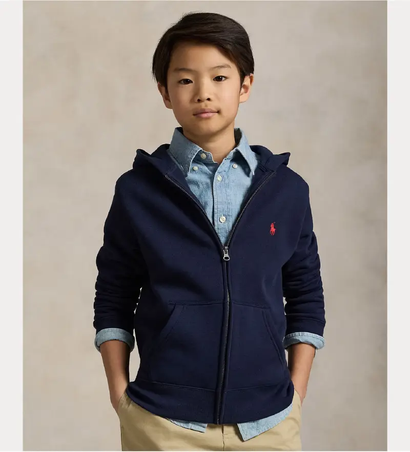 per ragazzo 323547626001 Felpa con cappuccio in pile di cotone blu (8años=136/138cm), Casual, Navy, moda per bambini