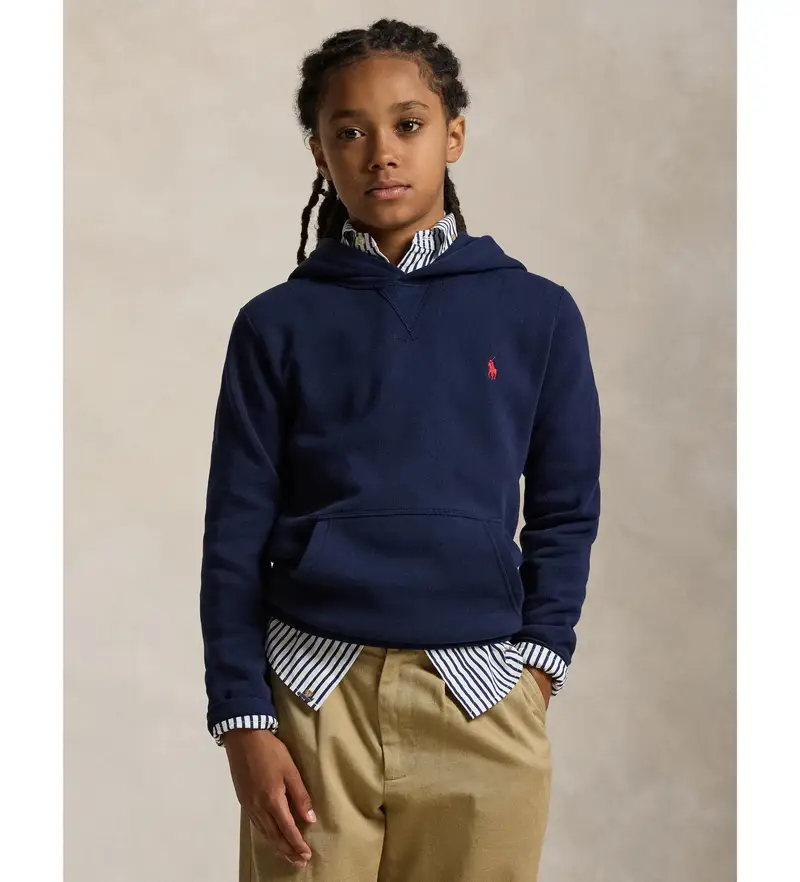 per ragazzo 323749954060 Felpa con cappuccio in pile blu navy (8años=136/138cm), Casual, Cotone, moda per bambini