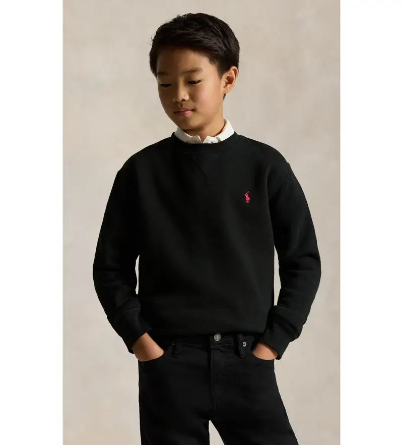per ragazzo 323772102004 Maglia in pile nero (8años=136/138cm), Casual, Cotone, moda per bambini