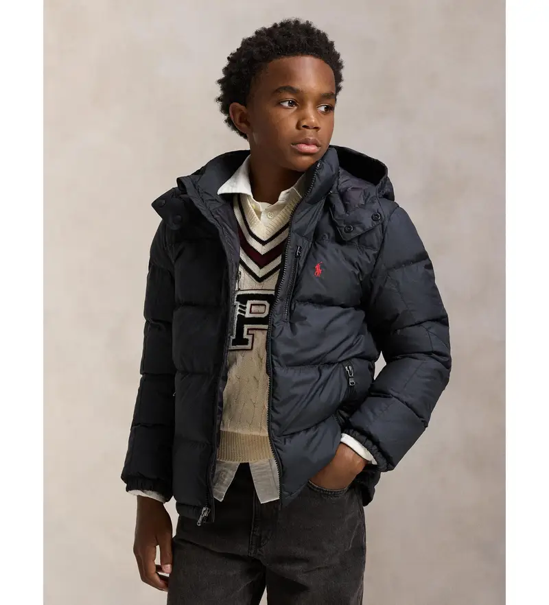 per ragazzo. 323969861001 Giacca in piumino ripstop nero con cappuccio (8años=136/138cm), Casual, Polister riciclato, Sost