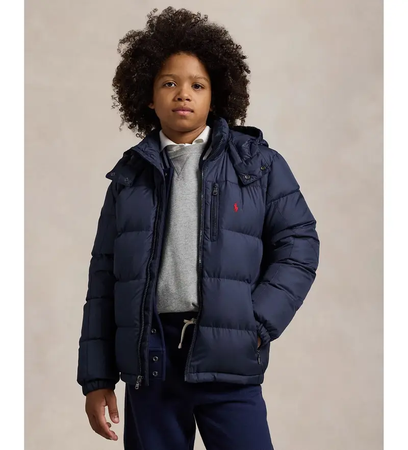 per ragazzo 323969861002 Giacca in piumino ripstop blu navy con cappuccio (18/20Años=163/174cm), Casual, Polister ricicla