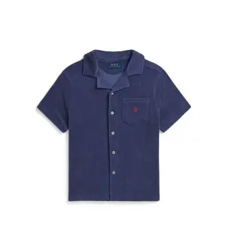 per ragazzo 323A12241001 Camicia a maniche corte in spugna blu navy (6/años = 136/138cm), Cotone, Classico, Manica cort