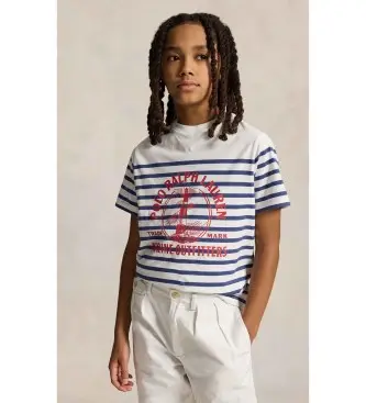 per ragazzo 323A12278001 T-shirt in cotone stampato bianco (6/años = 136/138cm), Casual, Manica corta, moda per bambini