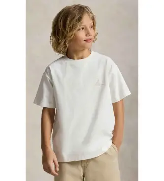 per ragazzo 323A12286004 Maglietta bianca in cotone lavorato a maglia (6/años = 136/138cm), Bianco, Casual, Manica cort