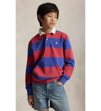 per ragazzo 323A12427001 Polo da rugby in spugna francese blu e rossa (6/años = 136/138cm), Rosso, Casual, Cotone, Mani