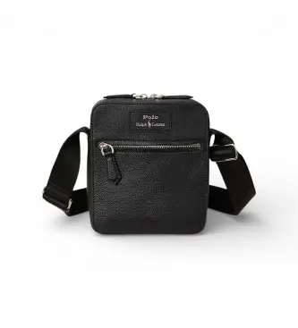 per uomo 405974608001 Borsa a tracolla in pelle martellata nera (OSFA), Nero, Casual