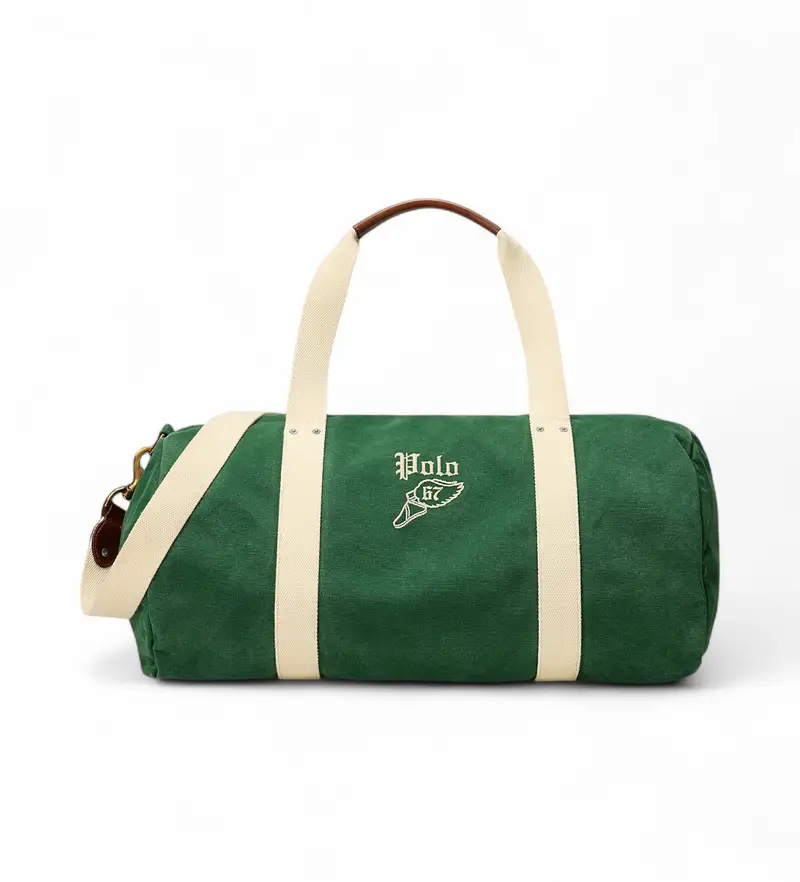 per uomo. 405974610001 Borsa da viaggio in tela con ricamo verde (OSFA), Casual, Cotone