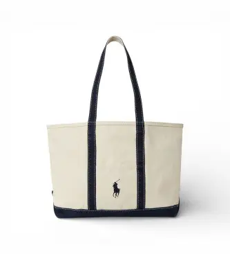 per uomo 405P02124001 Borsa tote in tela Big Pony color bianco sporco (OSFA), Casual, Cotone