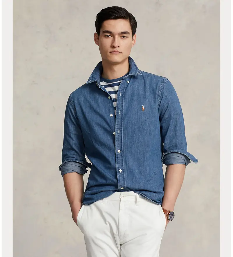 per uomo 710548539001 Camicia 710548539001 blu denim (S), Casual, Cotone, Manica lunga