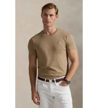 per uomo 710671438286 T-shirt beige in maglia slim fit personalizzata (S), Casual, Cotone, Manica corta