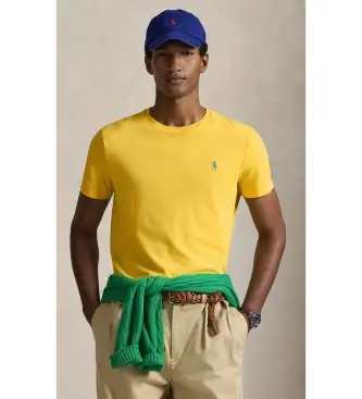 per uomo 710671438512 T-shirt gialla slim fit in maglia (S), Casual, Giallo, Cotone, Manica corta