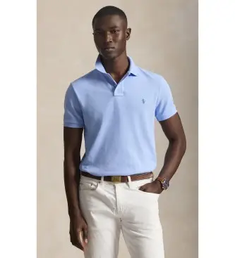 per uomo 710680784031 Polo piqué slim fit personalizzata blu chiaro (S), Casual, Cotone, Manica corta