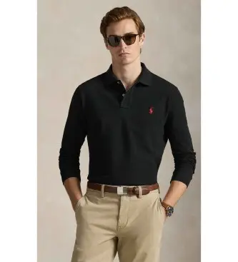per uomo 710680790045 Polo nera personalizzata in piqué slim fit (XXL), Nero, Casual, Cotone, Manica lunga