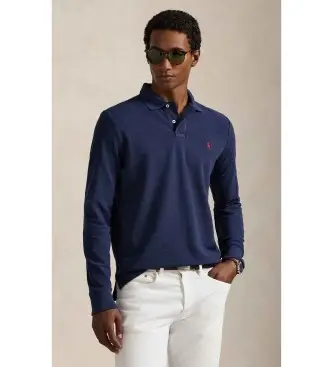per uomo 710680790094 Polo Mainno slim fit personalizzata in piqué (S), Casual, Cotone, Manica lunga, Navy