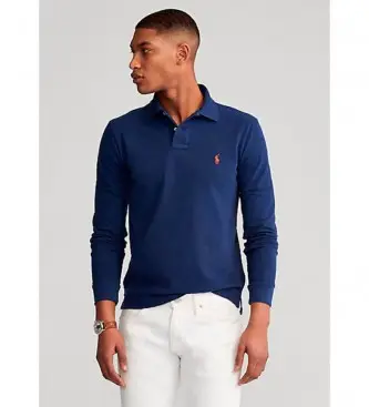 per uomo 710681126038 Polo slim fit in piqué blu navy (M), Casual, Cotone, Manica lunga