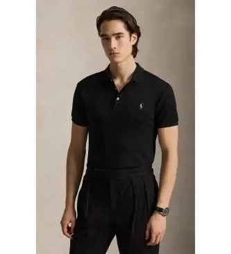 per uomo 710685514002 Polo nera slim fit morbida al tatto (XS), Nero, Casual, Cotone, Manica corta