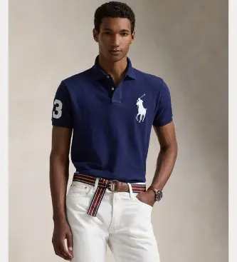 per uomo 710688969004 Polo in rete con logo blu navy (S), Casual, Cotone, Manica corta