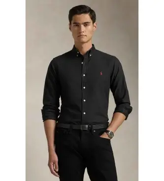 per uomo 710767828001 Camicia Oxford nera slim fit (XS), Nero, Casual, Cotone, Classico, Manica lunga