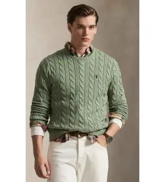 per uomo 710775885528 Maglione in cotone lavorato a maglia verde (L), Casual, Classico
