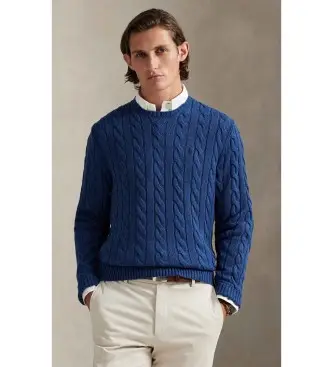 per uomo 710775885532 Maglione in cotone lavorato a maglia blu (XL), Casual, Classico