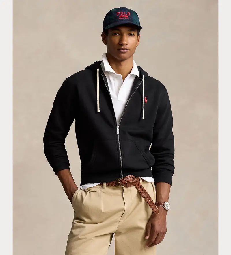 per uomo. 710813297001 Felpa con cappuccio nera RL (M), Nero, Casual, Cotone