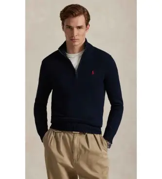 per uomo 710859939002 Maglione corto in cotone blu navy con cerniera (S), Casual, Classico