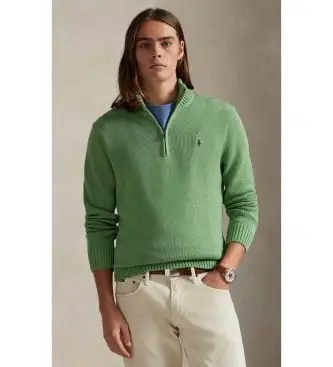 per uomo 710859939511 Maglione verde in cotone con collo alto finto (L), Casual, Classico