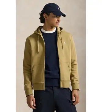 per uomo 710881517502 Felpa con zip in maglia doppia marrone chiaro (S), Casual, Cotone